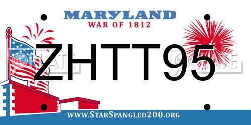 ZHTT95 Maryland License Plate