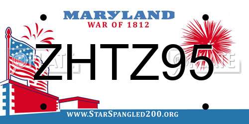 ZHTZ95 Maryland License Plate