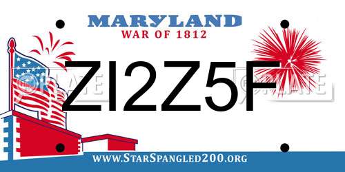 ZI2Z5F Maryland License Plate