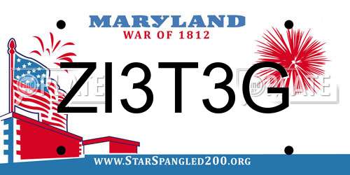 ZI3T3G Maryland License Plate