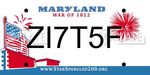 ZI7T5F Maryland License Plate