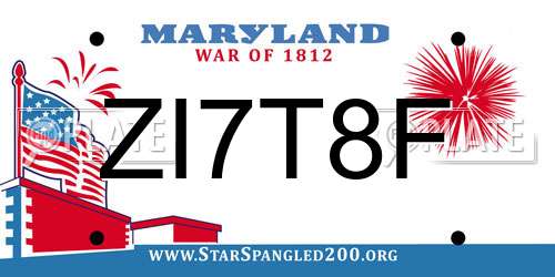 ZI7T8F Maryland License Plate