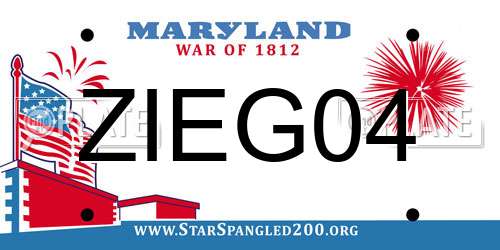 ZIEG04 Maryland License Plate