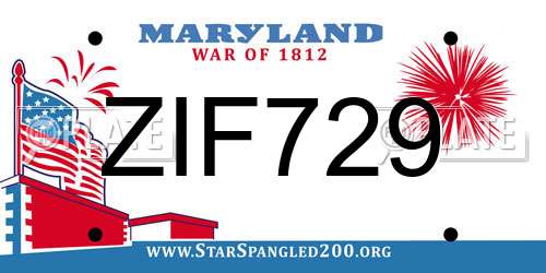 ZIF729 Maryland License Plate