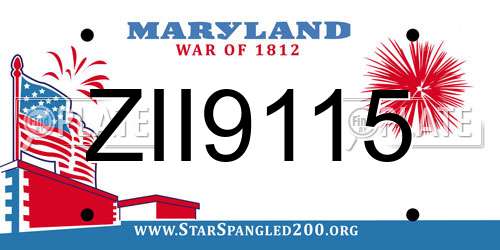 ZII9115 Maryland License Plate