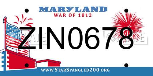 ZIN0678 Maryland License Plate