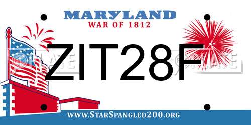 ZIT28F Maryland License Plate
