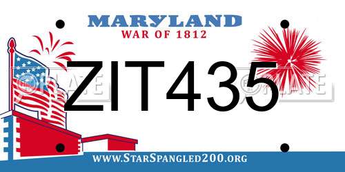 ZIT435 Maryland License Plate