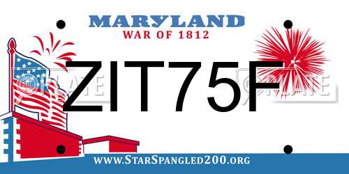 ZIT75F Maryland License Plate