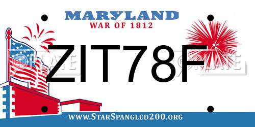 ZIT78F Maryland License Plate
