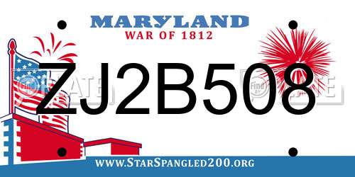 ZJ2B508 Maryland License Plate