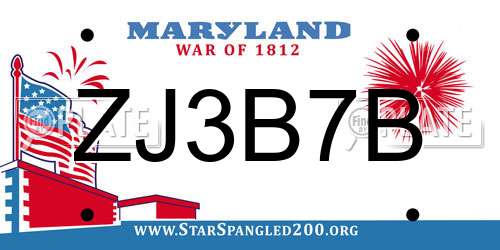 ZJ3B7B Maryland License Plate