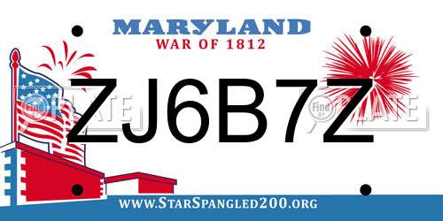 ZJ6B7Z Maryland License Plate