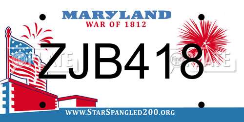 ZJB418 Maryland License Plate