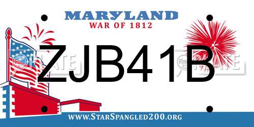 ZJB41B Maryland License Plate