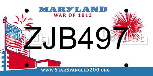 ZJB497 Maryland License Plate