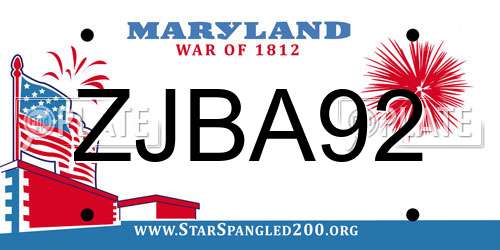 ZJBA92 Maryland License Plate