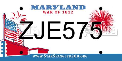 ZJE575 Maryland License Plate