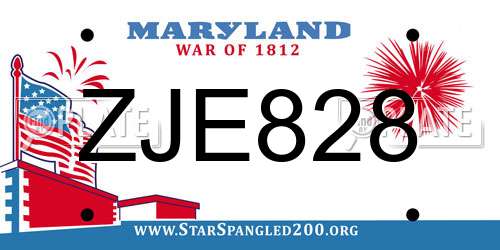 ZJE828 Maryland License Plate