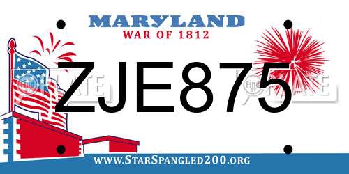 ZJE875 Maryland License Plate