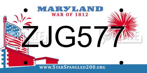ZJG577 Maryland License Plate