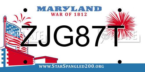 ZJG87T Maryland License Plate