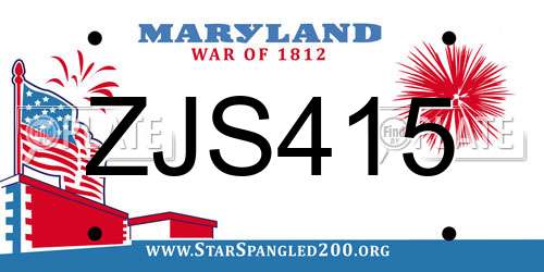 ZJS415 Maryland License Plate
