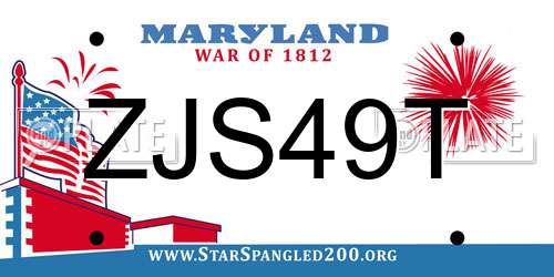 ZJS49T Maryland License Plate