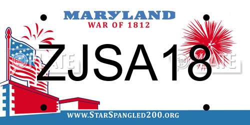 ZJSA18 Maryland License Plate