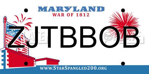 ZJTBBOB Maryland License Plate