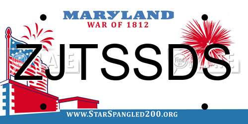 ZJTSSDS Maryland License Plate
