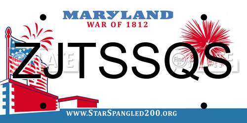 ZJTSSQS Maryland License Plate