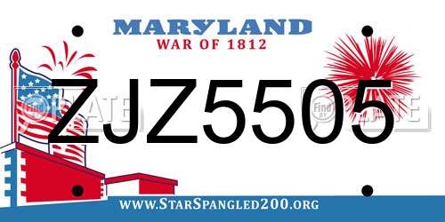 ZJZ5505 Maryland License Plate