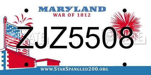 ZJZ5508 Maryland License Plate