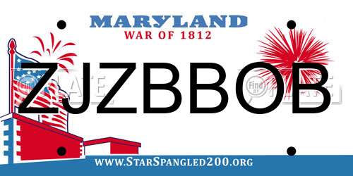 ZJZBBOB Maryland License Plate
