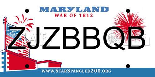 ZJZBBQB Maryland License Plate
