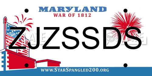 ZJZSSDS Maryland License Plate