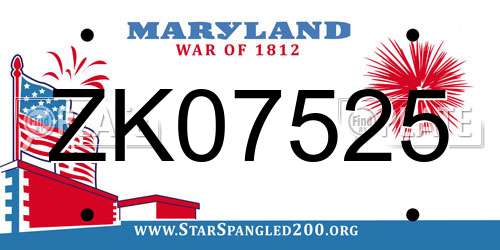 ZK07525 Maryland License Plate
