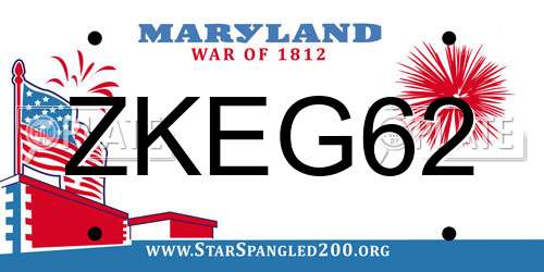 ZKEG62 Maryland License Plate