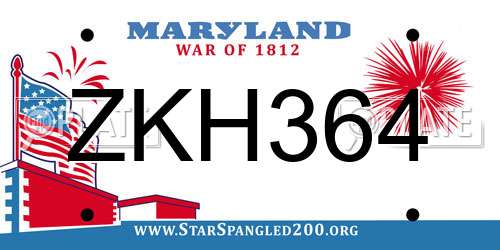 ZKH364 Maryland License Plate