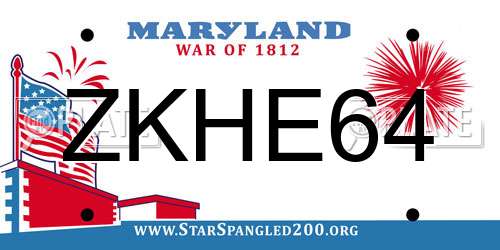 ZKHE64 Maryland License Plate