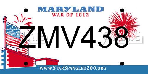 ZMV438 Maryland License Plate