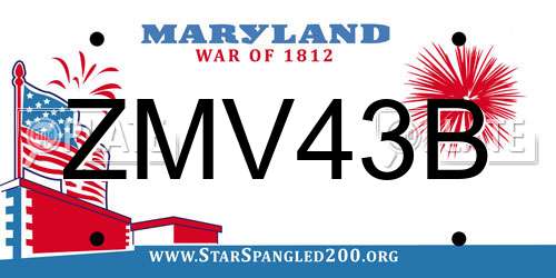 ZMV43B Maryland License Plate