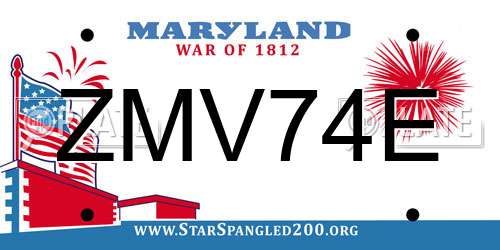ZMV74E Maryland License Plate
