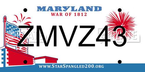 ZMVZ43 Maryland License Plate