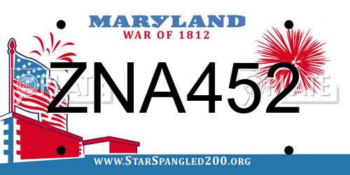 ZNA452 Maryland License Plate
