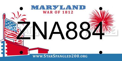 ZNA884 Maryland License Plate