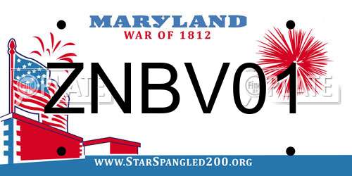 ZNBV01 Maryland License Plate