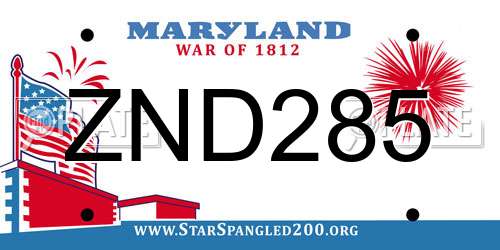 ZND285 Maryland License Plate