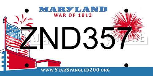 ZND357 Maryland License Plate
